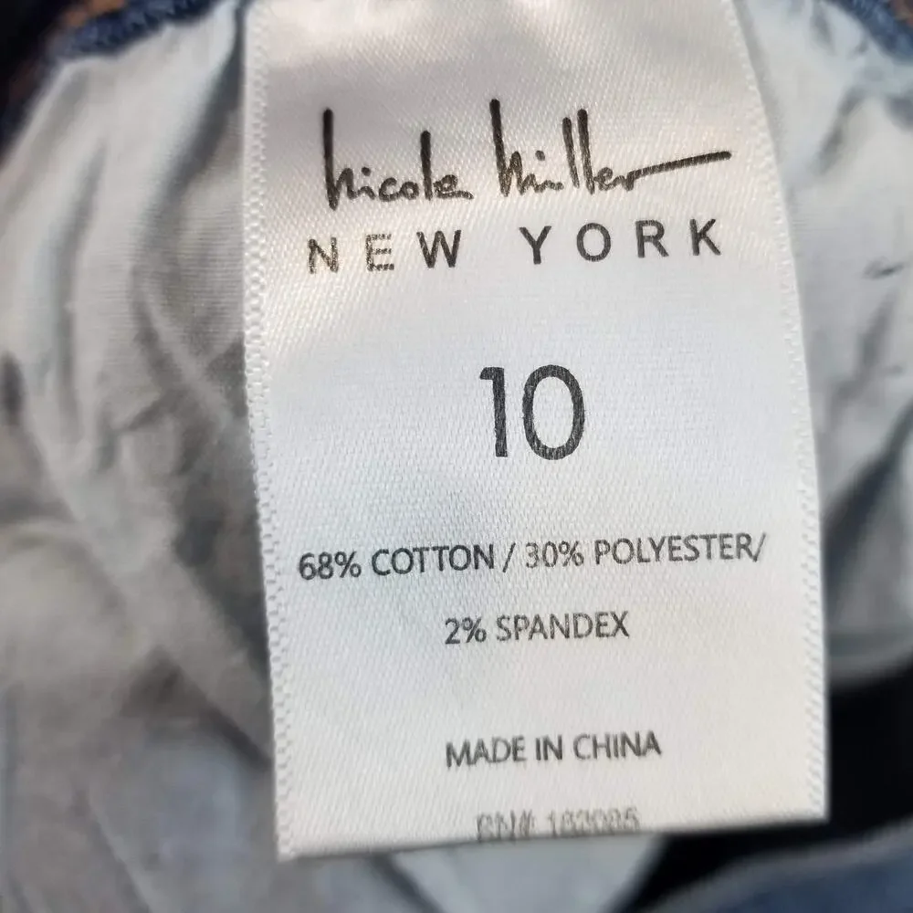 Nicole Miller Jeans Womens 10 Blue Soho High Rise Ankle Skinny Distressed Denim